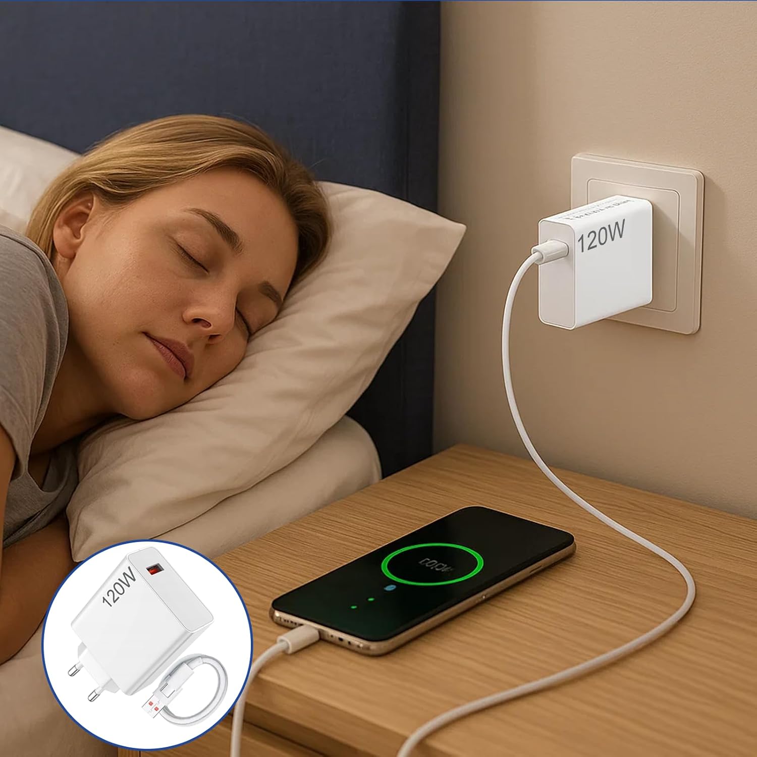 Cargador Rápido Xiaomi 120W HyperCharge + Cable Tipo-C - Carga Ultra Rápida - Compatible con Redmi y Xiaomi 13/12/11